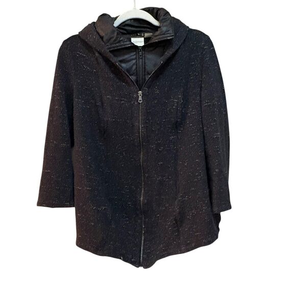 Chicos Zenergy Jacket Womens 0 Black Hooded Quilted Puffer Mid Length Zip Front - Picture 3 of 9